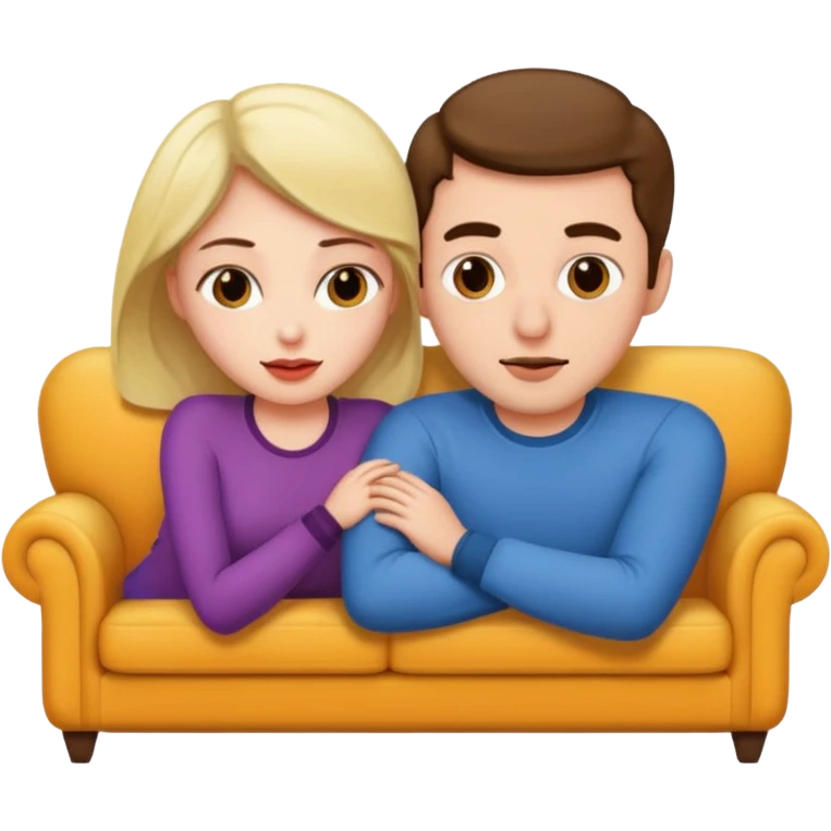 Man and woman making out on couch emoji