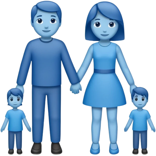 bonequinhos recortados de papel azuis de mãos dadas emoji