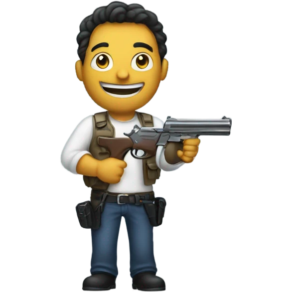 person happy with gun emoji