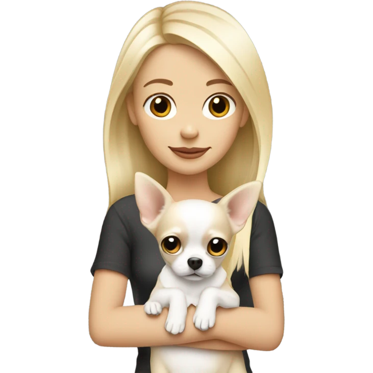 blonde girl holding white chihuahua emoji