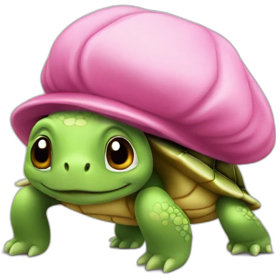 turtle with pink beret emoji
