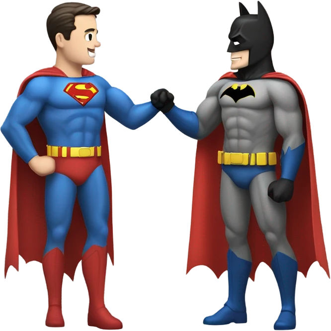 Create a picture of batman and superman shaking hands emoji