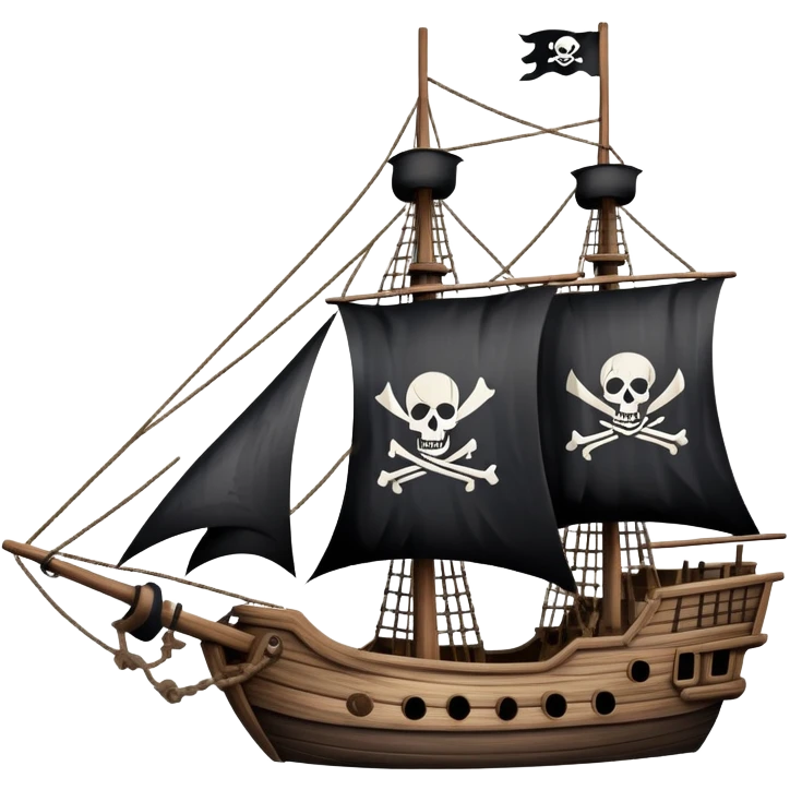 pirate ship with black flag emoji