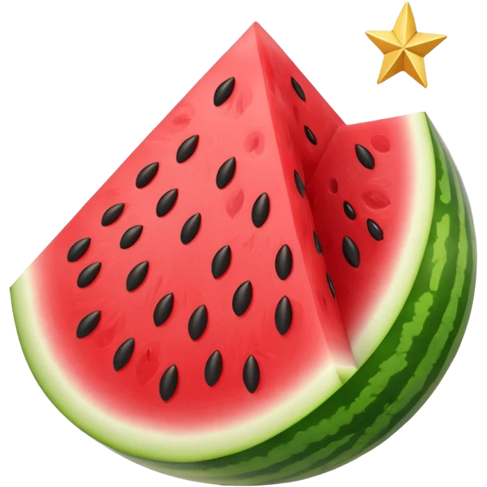 Watermelon slice with star-shaped seeds. emoji
