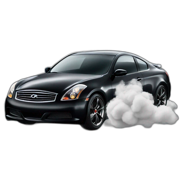 Black infiniti g35 coupe car with emoji smoke emoji