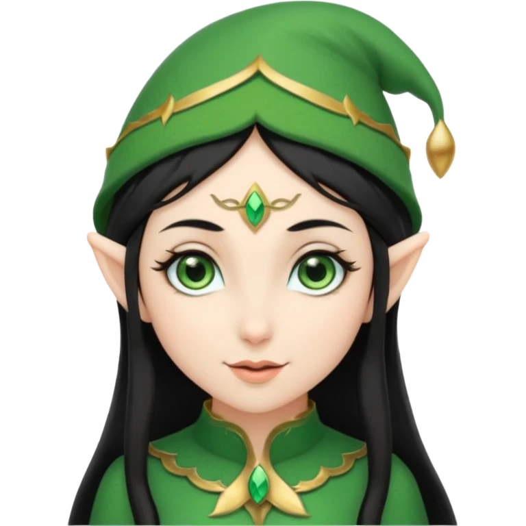 elf girl with elf hat, black hair emoji