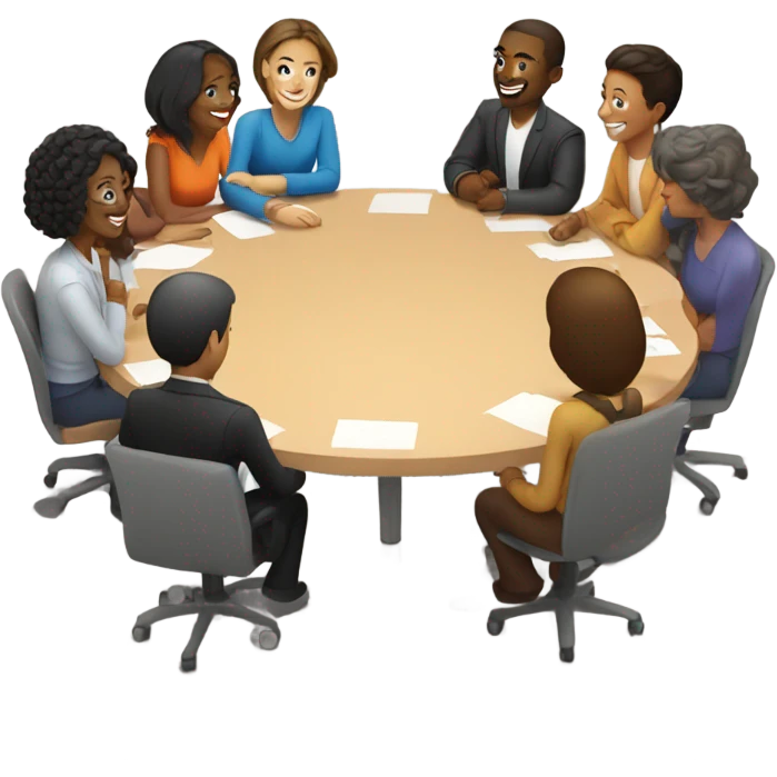 happy meeting at a round table emoji