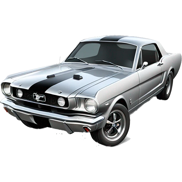 ssilver 1966 ford mustang coupe with black shelby hood scoop emoji