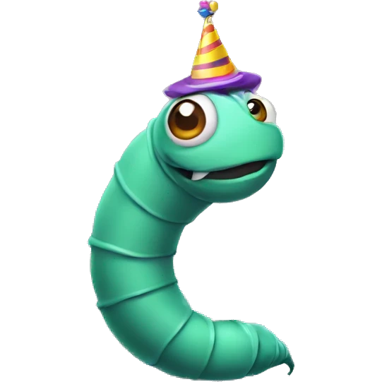 worm with party hat emoji