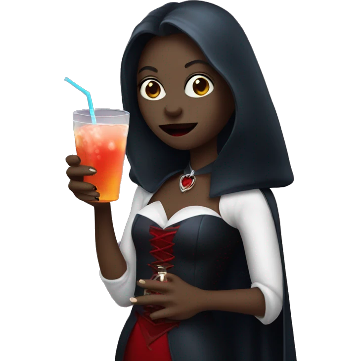 Vampire with drink in her hand emoji