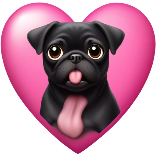 Black pug in a pink heart emoji
