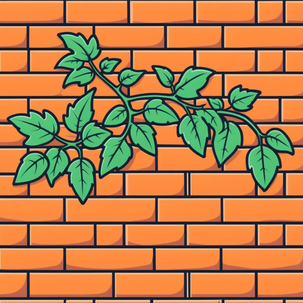 old brick wall with ivy vines and leaves emoji
