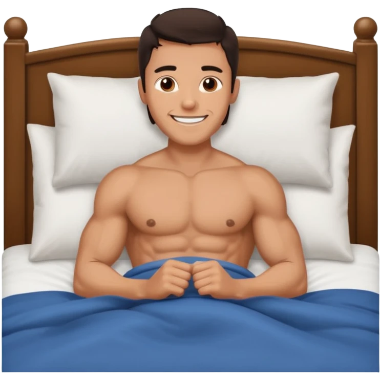 naked handsome man in bed invites you to join emoji