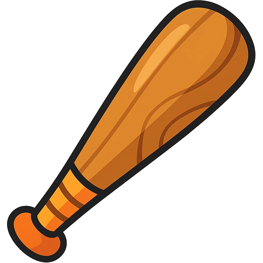wooden baseball bat, cartoon style, vibrant colors, no background emoji