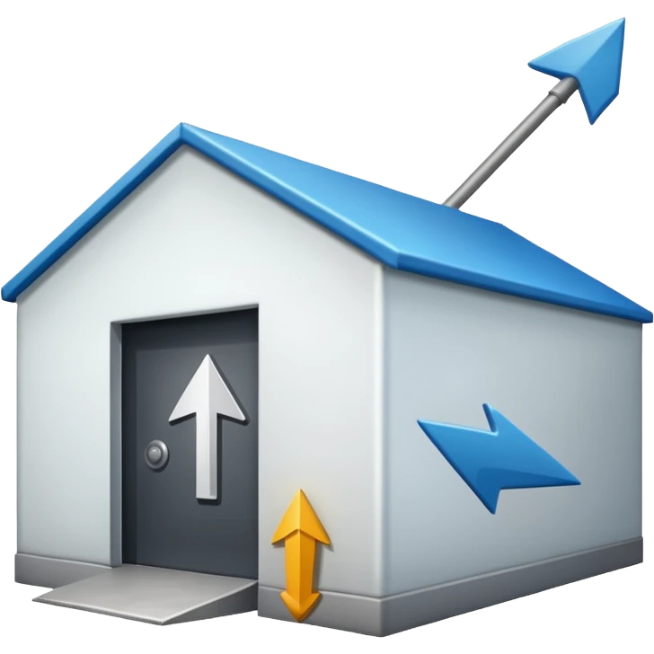 modern warehouse with an arrow that points in through te door emoji