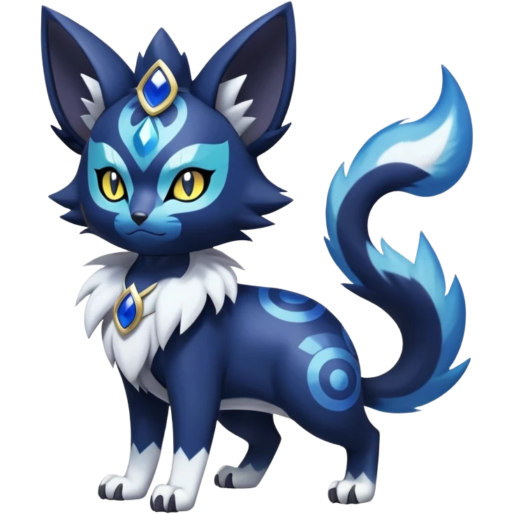 Shiny Evil mExotic Badass Colorful Ethereal Royal Mysterious Gothic Meowstic-Zorua-Litten-Noibat-Pokémon-Fakémon-hybrid-creature (full body) with random pattern-markings emoji
