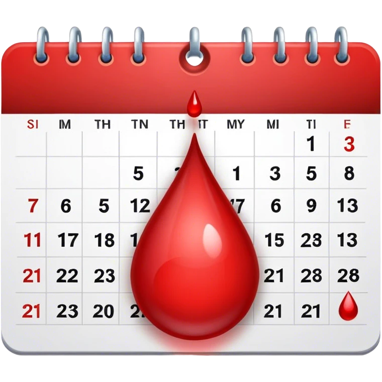 blood drop and calendar emoji