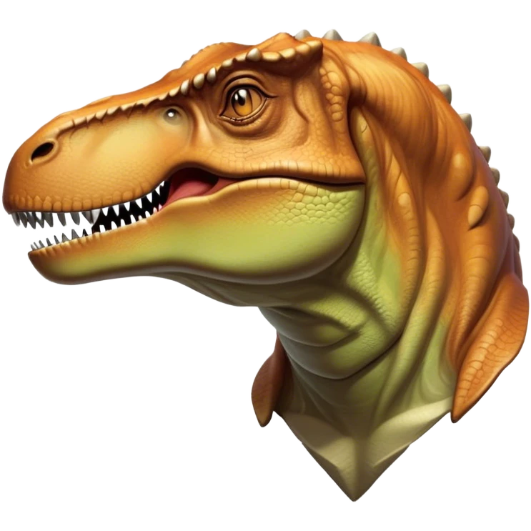 Beautiful and Majestic T-rex Portrait Emoji, Head and body resting peacefully with a serene, confident expression, showcasing its colossal, muscular form and a subtle, regal glint in its eyes, Simplified yet exquisitely endearing features, highly detailed, glowing with a soft, drowsy prehistoric light, high shine, relaxed and utterly majestic, stylized with an air of ancient splendor, soft glowing outline, capturing the essence of a beautiful and majestic T-rex that feels destined to become the next viral icon of awe-inspiring dinosaur beauty! emoji