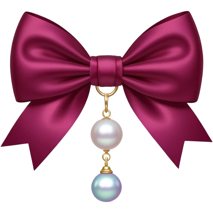 Maroon bow with hanging pearl emoji