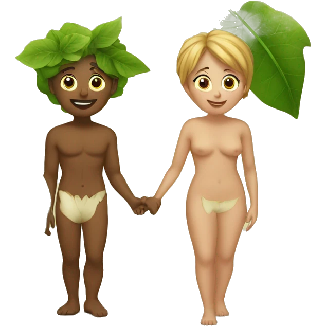 Adam and Eve with leaves emoji