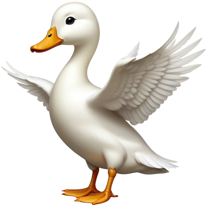 cinematic-[white duck]-realistic-full-body-perched-emoji,-wings-tucked-neatly,-head-tilted-dramatically,-sleek-[white]-feathers,-simplified-yet-realistic-focused-features,-highly-detailed,-glowing-with-an-almost-sarcastic-glow emoji