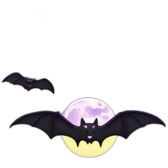 realistic full moon dripping purple behind with vampire bat wings flying in front emoji