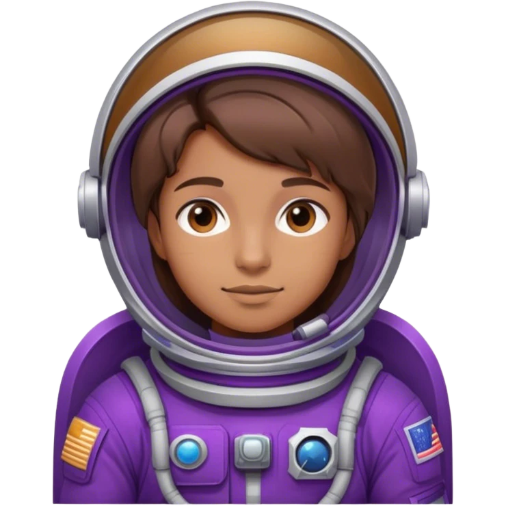 gen z with brown hair in purple astronaut suit emoji