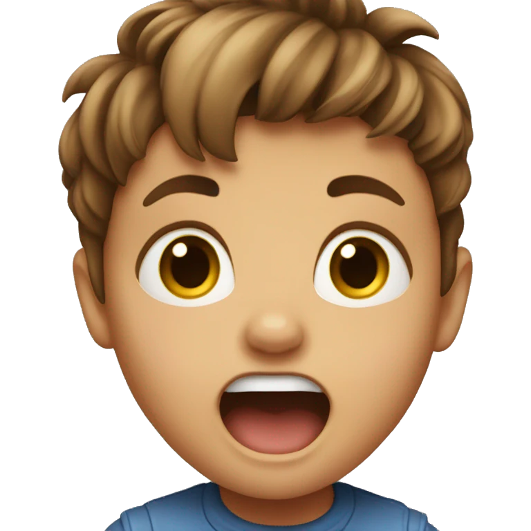 Screaming toddler brown hair emoji