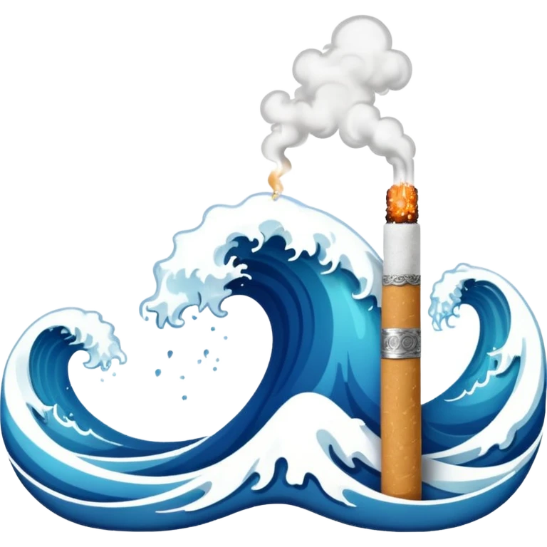 ocean wave smoking a cigarette emoji