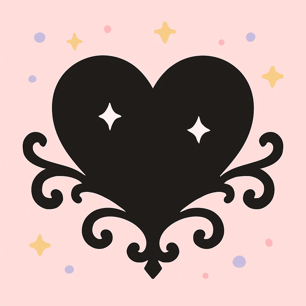 black gothic heart, ornate, dark, elegant emoji