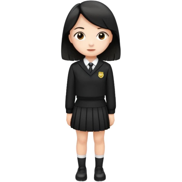 girl in black school uniform standing up emoji