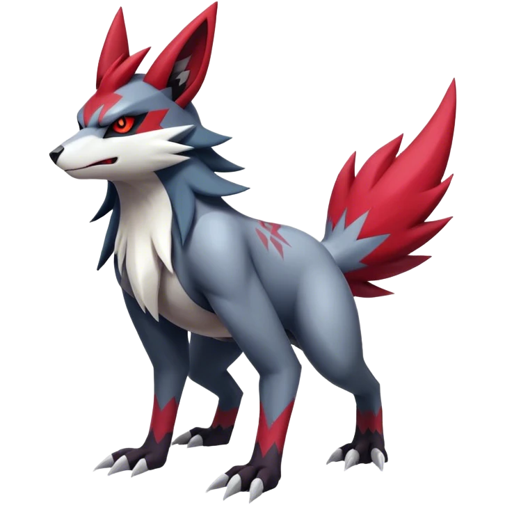 Edgy Cool Beautiful Zangoose-Zoroark, full body emoji