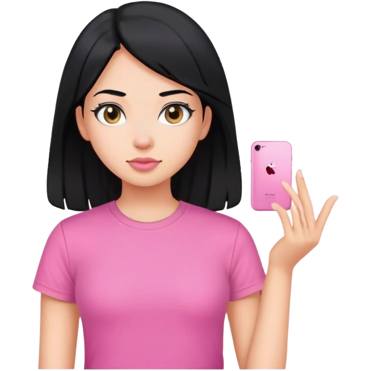 A girl with black hair and pink t shirt emoji