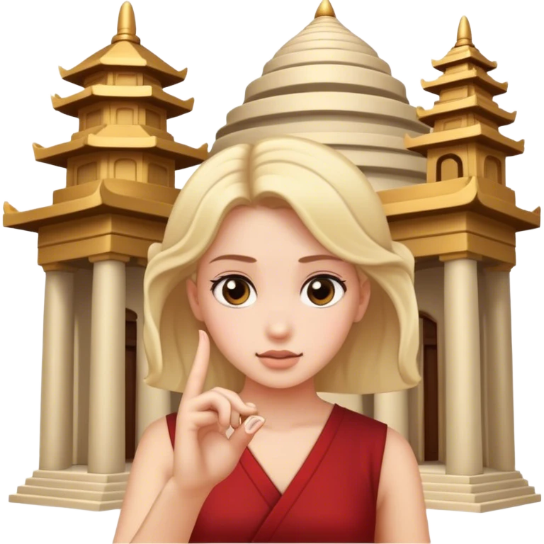 The girl twists her finger at the temple emoji