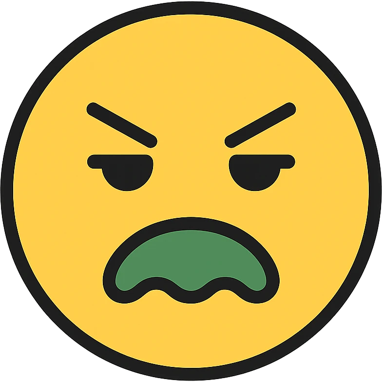 bad face emoji with a disgusted expression emoji
