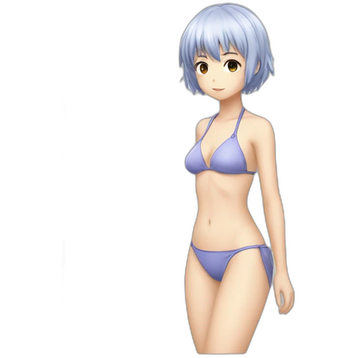 rei ayanami, full body, short hair,  enfant, bikini emoji