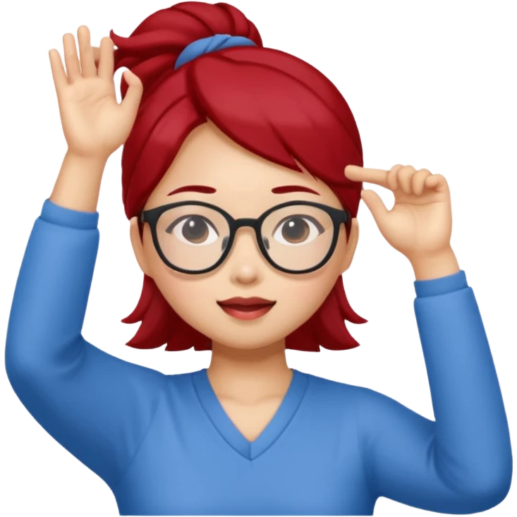 Chinese ruby girl with glasses doing stretches emoji