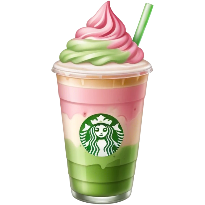 Ice latte strawberry Matcha  emoji