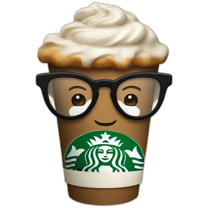 Starbucks with black glasses  emoji