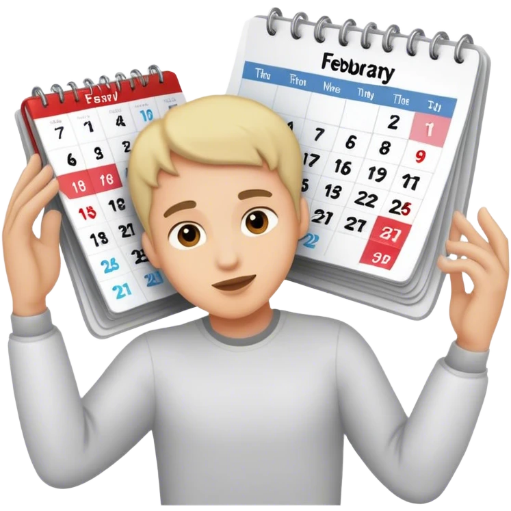 Flipping the calendar of February without guy emoji