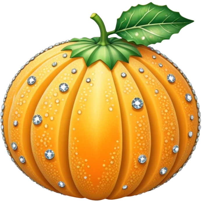 A cantaloupe covered in bling diamond dust emoji