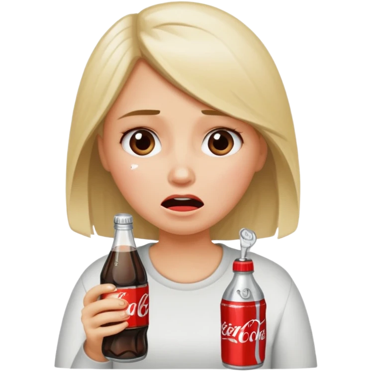Girl crying holding a Diet Coke emoji