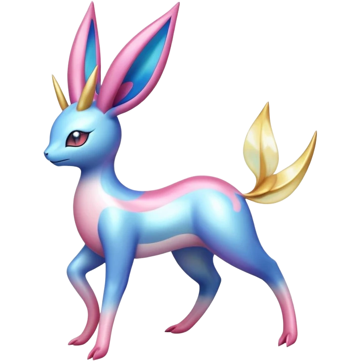 Colorful Shiny Exotic Cresselia-Sylveon-Molotov-Fakémon-hybrid-creature (full body)  emoji