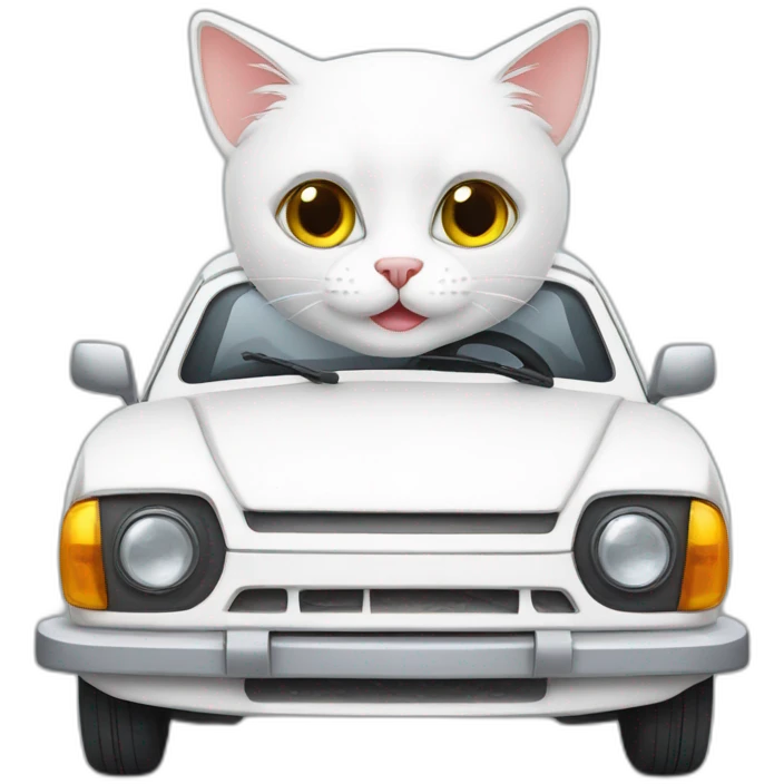 White cat-car lada emoji