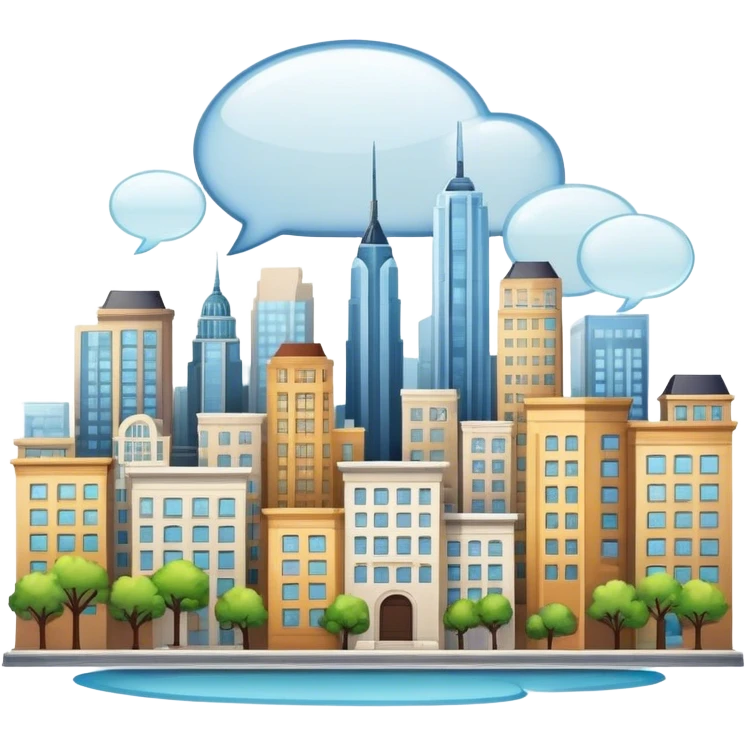 An icon representing a visual novel, inspired by games like 'One Day in London.' The design features a detailed cityscape with characters in dynamic poses, as if caught in a pivotal story moment. Speech bubbles and narrative text appear. Transparent background emoji