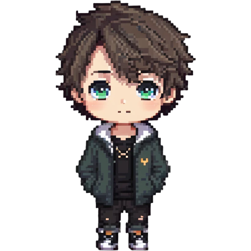 adorable chibi boy with big eyes and casual clothes emoji