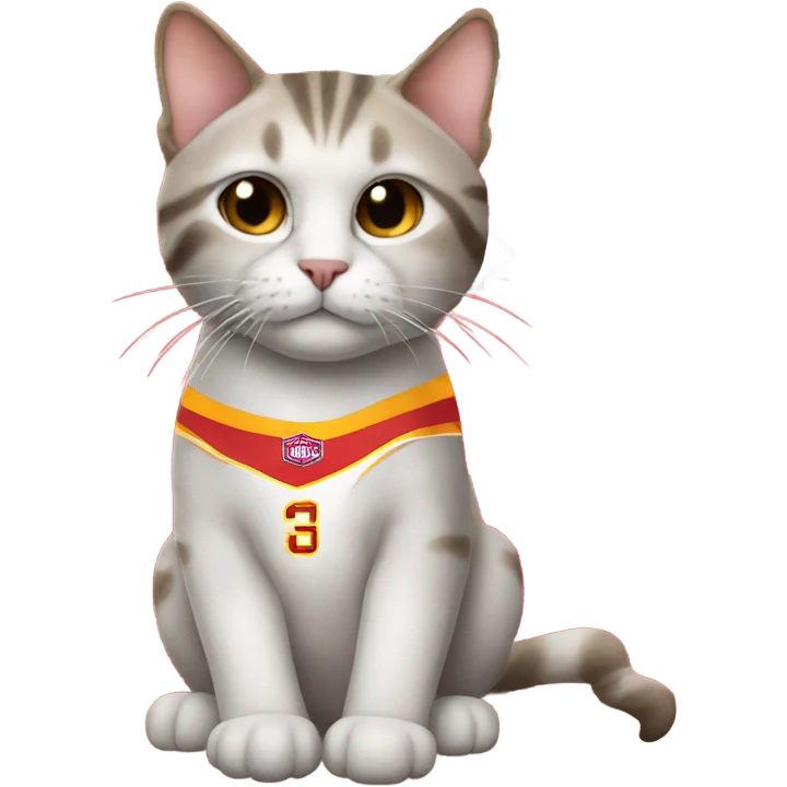 Cat wearing a chiefs jersey emoji