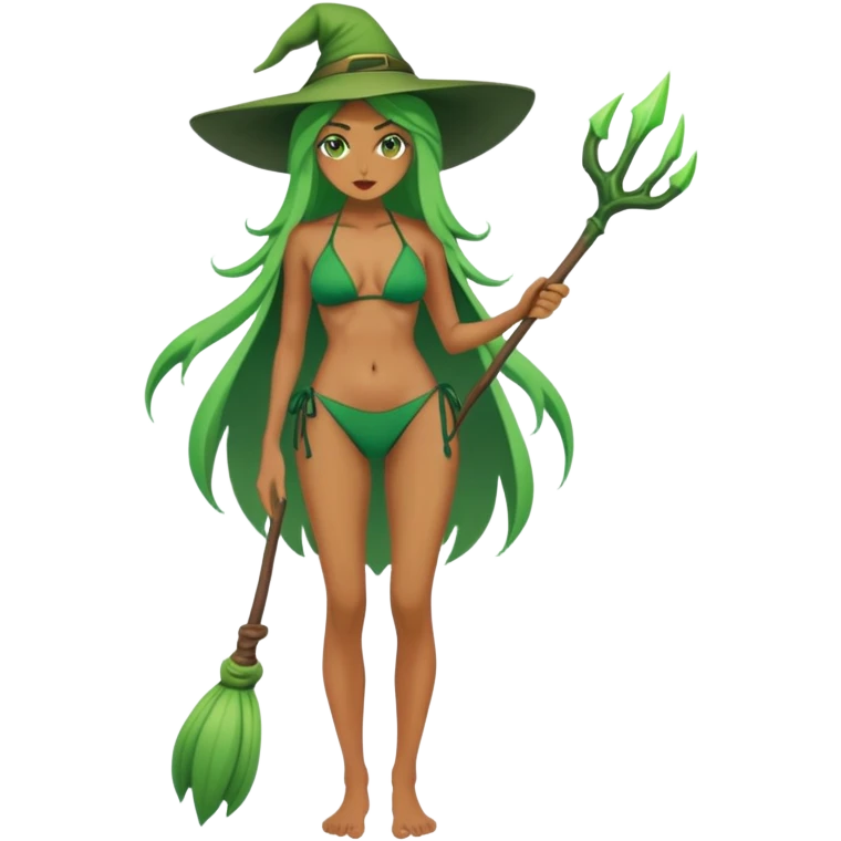 Full body green witch woman wearing bikini emoji