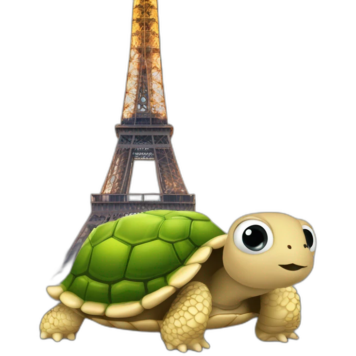 Escargots qui sur une tortue qui est sur la tour Eiffel emoji