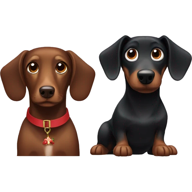 christmas black dog and brown dachshund emoji